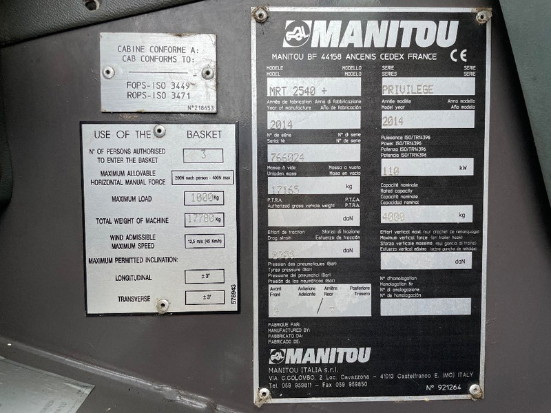 Manipulador telescópico Manitou MRT 2540 Plus Privilege: foto 3
