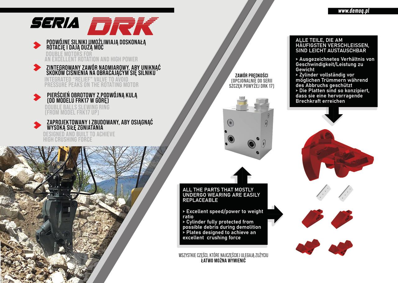 Cizalla de demolición para Excavadora nuevo DEMOQ DRK21  Hydraulic Rotating Pulveriser Crusher 2000 KG: foto 3