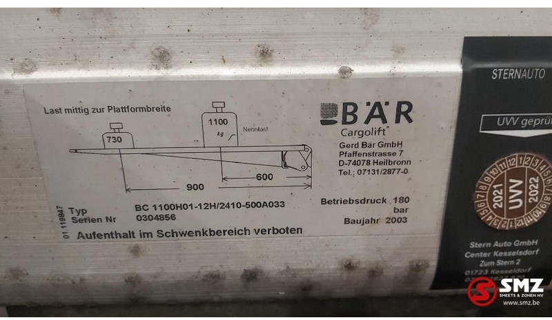 Trampilla elevadora para Camión Mercedes-Benz Occ Laadlift BAR cargolift 1100kg - 140cm: foto 5