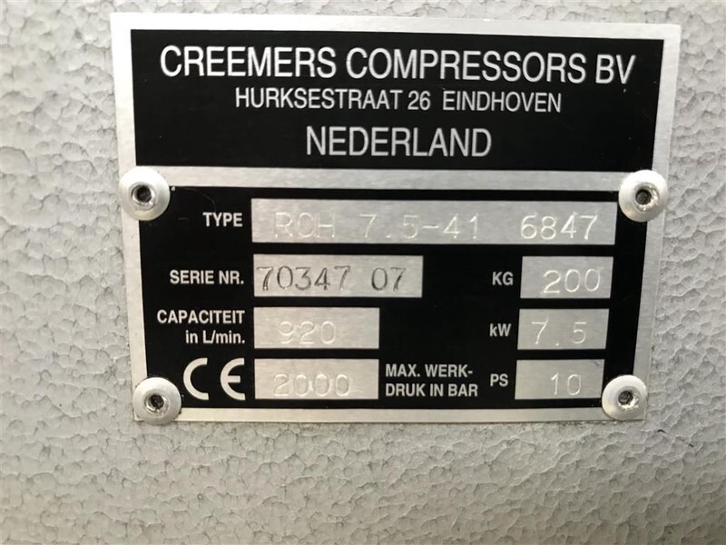Compresor de aire Creemers RCH 7.5-41 7.5 kW 920 L / min 10 Bar Elektrische Schroefcompressor: foto 3