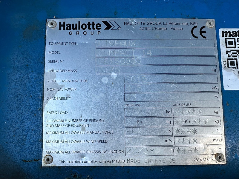 Plataforma de tijeras Haulotte Compact 14: foto 6