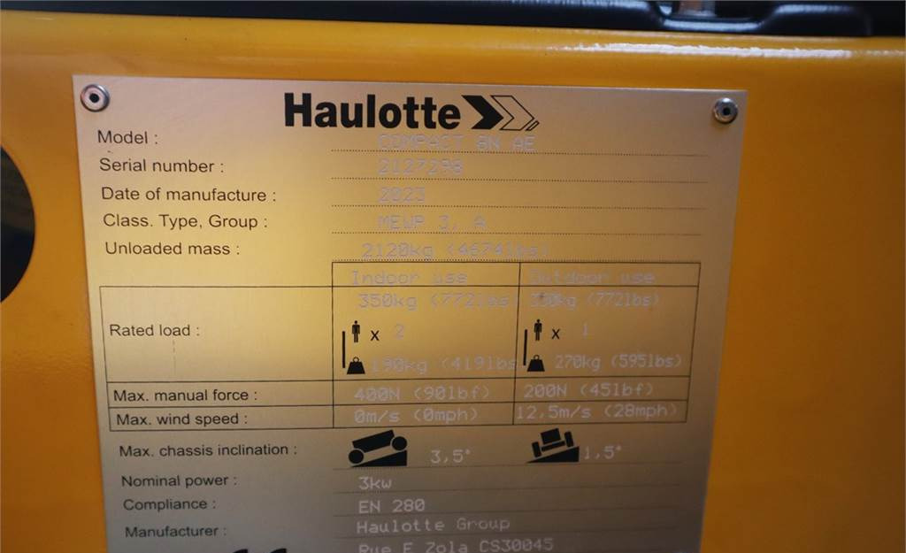 Plataforma de tijeras Haulotte Compact 8N Valid inspection, *Guarantee! 8m Workin: foto 16