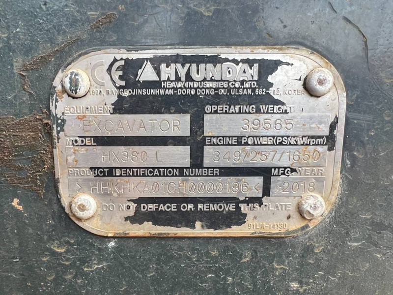 Excavadora de cadenas Hyundai HX380 L - Excellent Condition / Low Hours / CE: foto 17