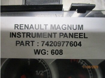 Salpicadero para Camión Renault MAGNUM 7420977604 INSTRUMENT PANEEL: foto 2