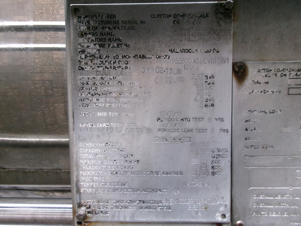 Cisterna semirremolque para transporte de substancias químicas Clayton Chemical tank inox 37.5 m3 / 1 comp: foto 29