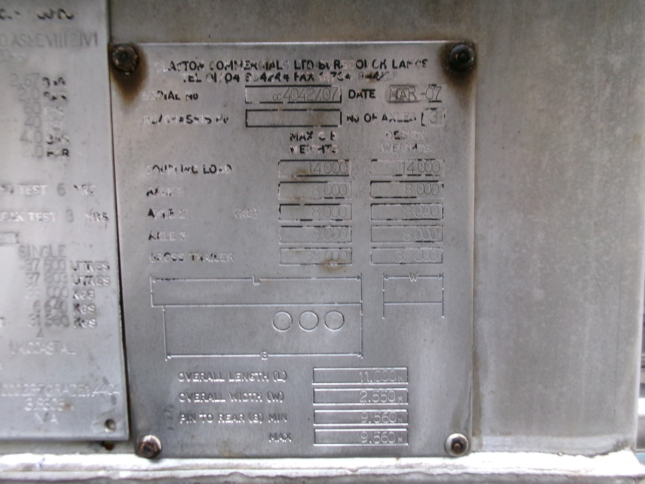 Cisterna semirremolque para transporte de substancias químicas Clayton Chemical tank inox 37.5 m3 / 1 comp: foto 30