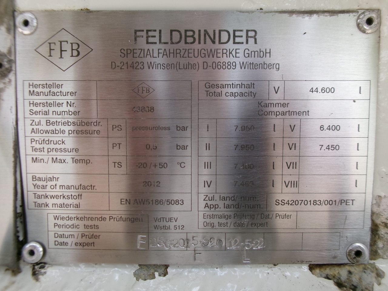 Cisterna semirremolque para transporte de combustible Feldbinder Fuel tank alu 44.6 m3 + pump: foto 24