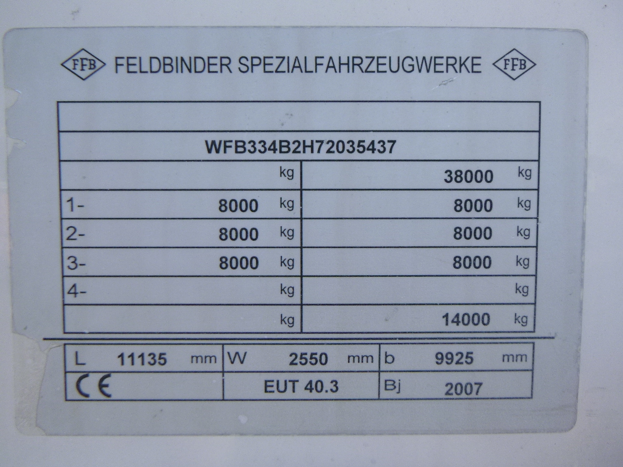 Cisterna semirremolque para transporte de harina Feldbinder Powder tank alu 40 m3 / 1 comp: foto 12