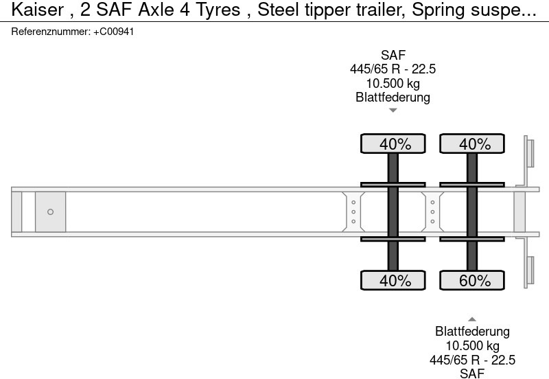 Volquete semirremolque Kaiser , 2 SAF Axle 4 Tyres , Steel tipper trailer, Spring suspension: foto 12