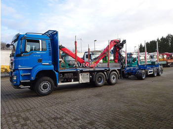 Camión forestal, Camión grúa para transporte de madera MAN TGS 28.500 6x4 Log truck + Crane Epsilon + Trailer: foto 3