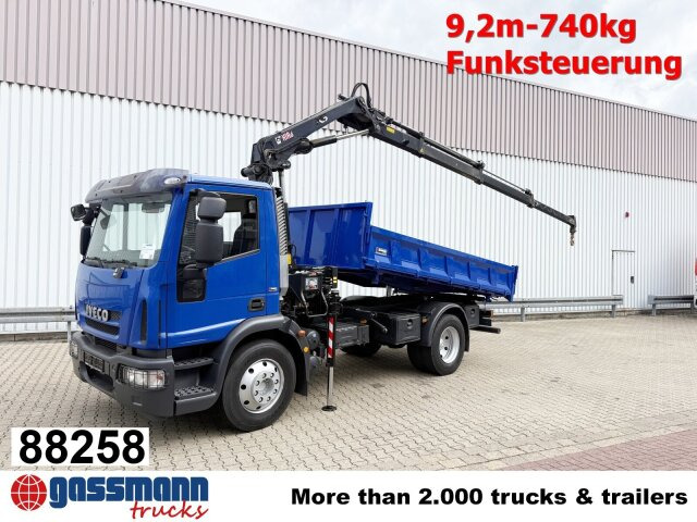Iveco EuroCargo ML120E28K 4x2 mit Kran Hiab XS088 ES-3 - Volquete camión, Camión grúa: foto 1 Iveco EuroCargo ML120E28K 4x2 mit Kran Hiab XS088 ES-3 - Volquete camión, Camión grúa: foto 1