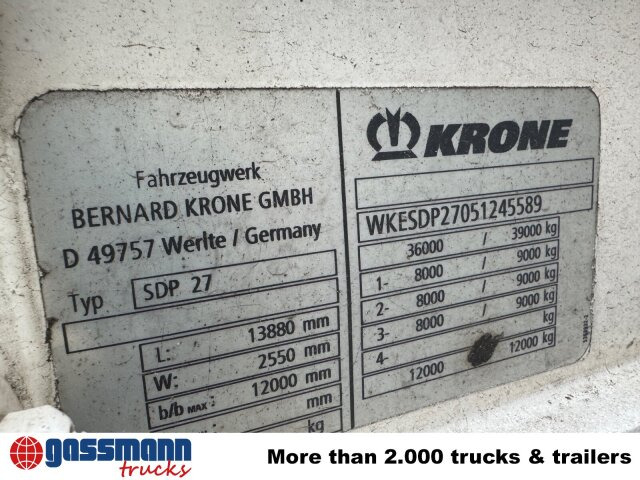 Krone SDP 27 , Edscha-Verdeck, Ex-Fahrschule - Semirremolque plataforma/ Caja abierta: foto 5 Krone SDP 27 , Edscha-Verdeck, Ex-Fahrschule - Semirremolque plataforma/ Caja abierta: foto 5