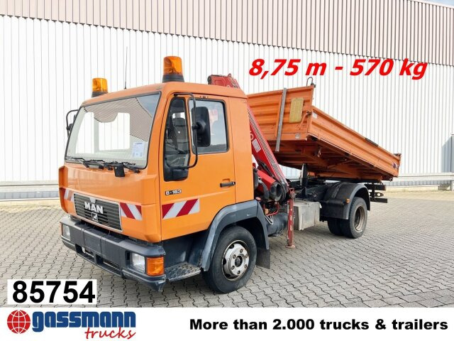 MAN 8.163 4x2 BB mit Kran Fassi F60A.23 - Volquete camión, Camión grúa: foto 1 MAN 8.163 4x2 BB mit Kran Fassi F60A.23 - Volquete camión, Camión grúa: foto 1