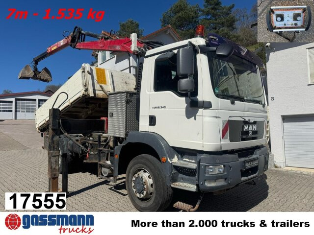 MAN TGM 18.340 4x4 BB mit Penz Kran 11.83 SH, Funk - Volquete camión, Camión grúa: foto 1 MAN TGM 18.340 4x4 BB mit Penz Kran 11.83 SH, Funk - Volquete camión, Camión grúa: foto 1