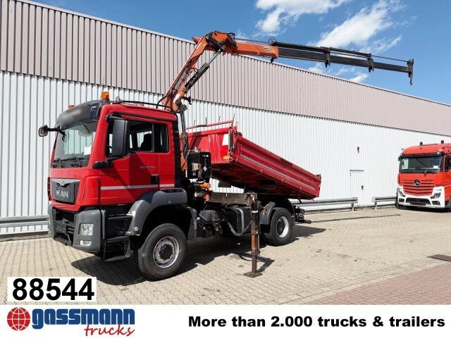 MAN TGS 18.400 4x4 BB, Navi, Kran Atlas 120.2E-A3L, - Volquete camión, Camión grúa: foto 1 MAN TGS 18.400 4x4 BB, Navi, Kran Atlas 120.2E-A3L, - Volquete camión, Camión grúa: foto 1