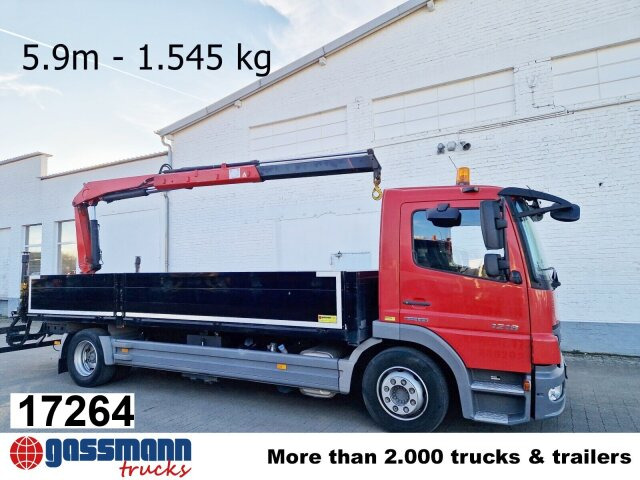 Mercedes-Benz 1218 L 4x2, Fassi Kran F 95A21 5.9m-1.545 kg, - Camión caja abierta, Camión grúa: foto 1 Mercedes-Benz 1218 L 4x2, Fassi Kran F 95A21 5.9m-1.545 kg, - Camión caja abierta, Camión grúa: foto 1