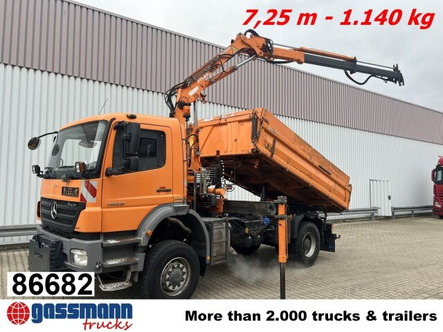 Mercedes-Benz Axor 1829 AK 4x4 mit Kran Atlas AK 85.2 - Volquete camión, Camión grúa: foto 1 Mercedes-Benz Axor 1829 AK 4x4 mit Kran Atlas AK 85.2 - Volquete camión, Camión grúa: foto 1