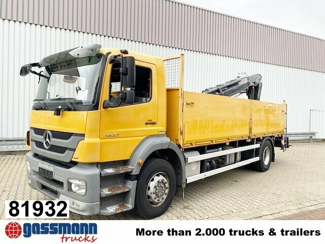 Mercedes-Benz Axor 1833 L 4x2 mit Heckkran Hiab XS 133 K-2 - Camión caja abierta, Camión grúa: foto 1 Mercedes-Benz Axor 1833 L 4x2 mit Heckkran Hiab XS 133 K-2 - Camión caja abierta, Camión grúa: foto 1