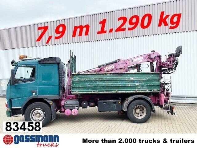 Volvo FM12-420 4x2 mit Heckkran Jonsered 1090, - Volquete camión, Camión grúa: foto 1 Volvo FM12-420 4x2 mit Heckkran Jonsered 1090, - Volquete camión, Camión grúa: foto 1