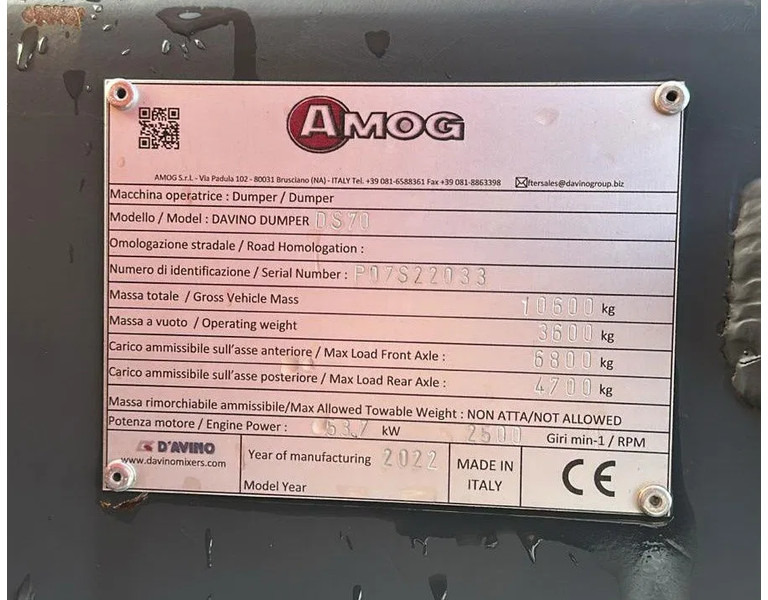 Minidumper Davino DS70 | NEW UNUSED | 7 TON | DEMO | DV60 | AUSA D600: foto 20