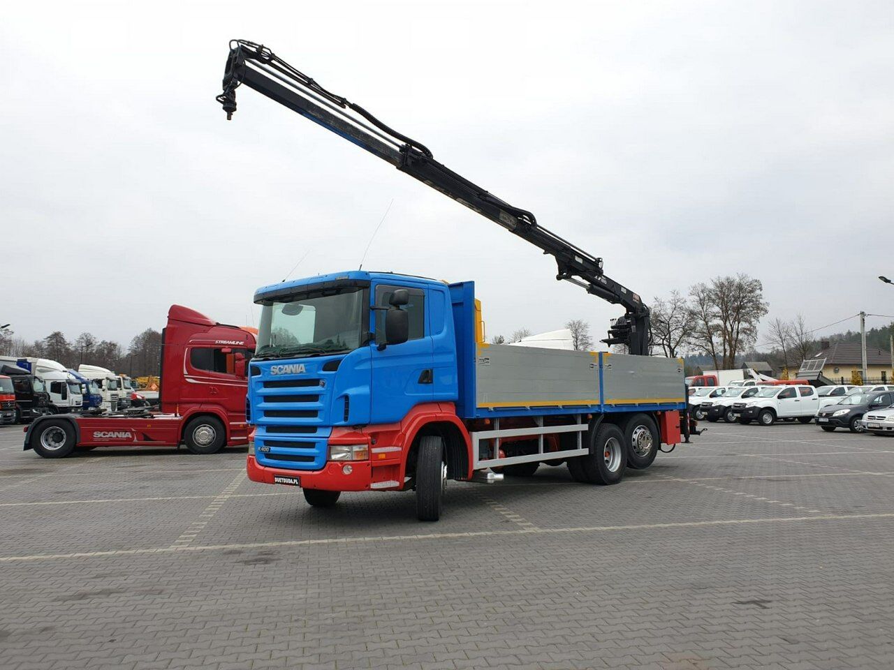 Scania R 400 LB 6x2 HDS Budowlanka Widły Oś Skrętna Super Stan - Camión caja abierta, Camión grúa: foto 3 Scania R 400 LB 6x2 HDS Budowlanka Widły Oś Skrętna Super Stan - Camión caja abierta, Camión grúa: foto 3