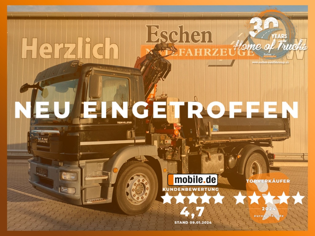 MAN TGM 15.250 4x2 BL / Atlas AK 88.3 Faltkran - Volquete camión, Camión grúa: foto 1 MAN TGM 15.250 4x2 BL / Atlas AK 88.3 Faltkran - Volquete camión, Camión grúa: foto 1