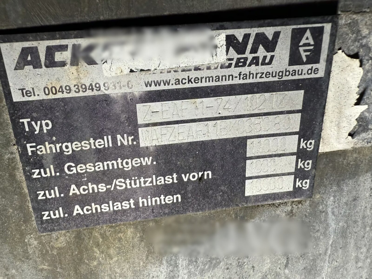 Ackermann Z-EAF 11-7,4/102TZ Z-EAF 11-7,4/102TZ, Verzinkt - Chasis remolque: foto 4 Ackermann Z-EAF 11-7,4/102TZ Z-EAF 11-7,4/102TZ, Verzinkt - Chasis remolque: foto 4