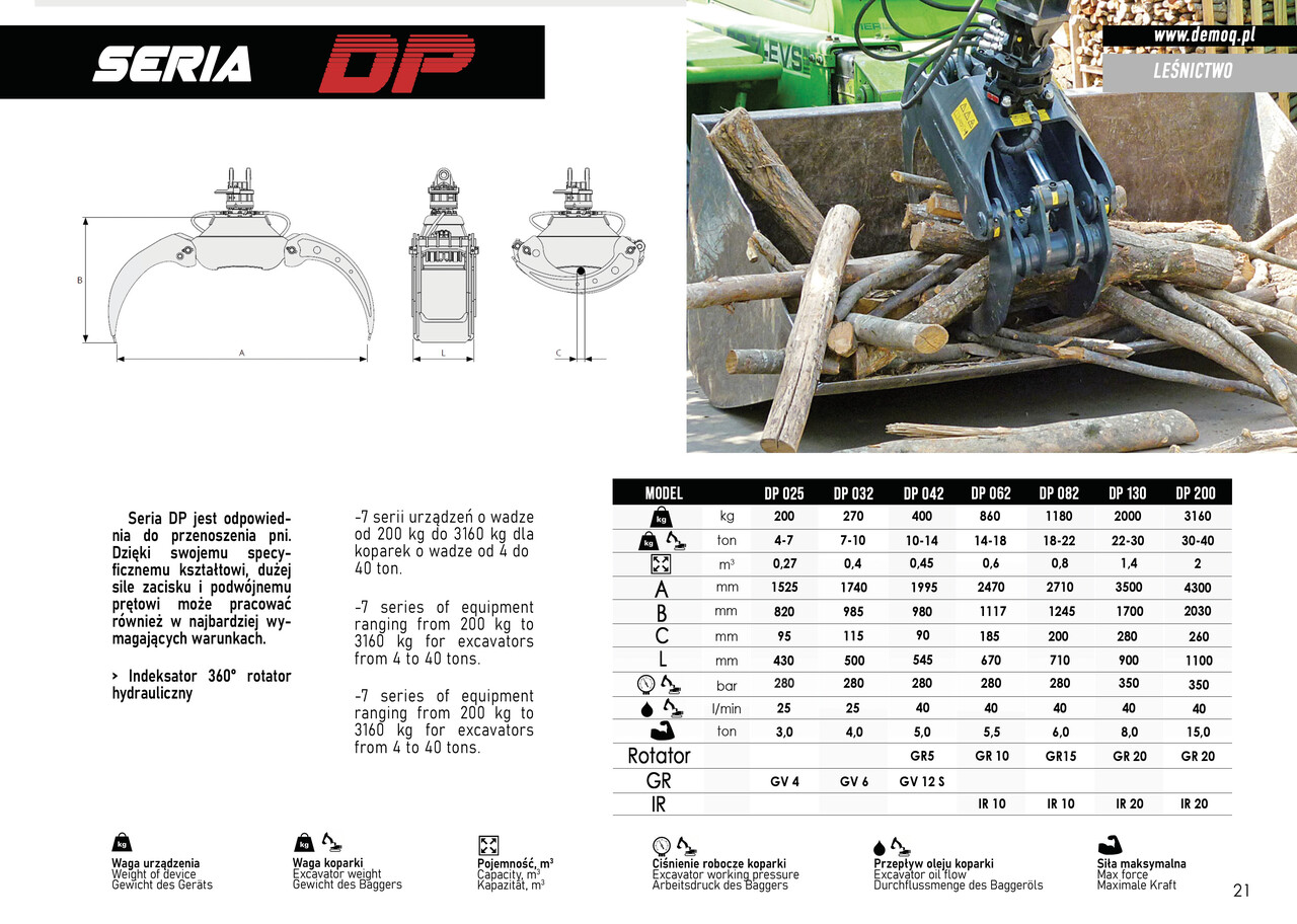 DEMOQ DP025 Log Grab 200 kg - Pinza de manipulación para Maquinaria de construcción: foto 4 DEMOQ DP025 Log Grab 200 kg - Pinza de manipulación para Maquinaria de construcción: foto 4