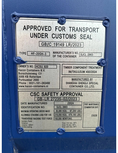 Contenedor marítimo nuevo Onbekend NEW 20FT HIGH CUBE DV 9'6" container, 3x available: foto 14