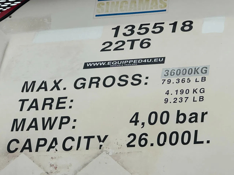 Leasing financiero de SINGAMAS 20FT ISO, 26.000L/1-COMP/3 BAFFELS/3 manholes, 5Y inspection: 06/2027 leasing SINGAMAS 20FT ISO, 26.000L/1-COMP/3 BAFFELS/3 manholes, 5Y inspection: 06/2027: foto 12