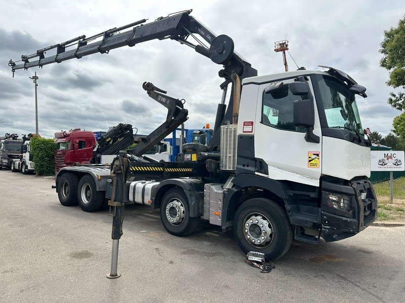 Renault C460 8x4 HOOKLIFT + CRANE HIAB 288 E-6 HIDUO - RADIO - 5/6 F - STEEL SPRING / HUB REDUCTION - Camión grúa: foto 1 Renault C460 8x4 HOOKLIFT + CRANE HIAB 288 E-6 HIDUO - RADIO - 5/6 F - STEEL SPRING / HUB REDUCTION - Camión grúa: foto 1