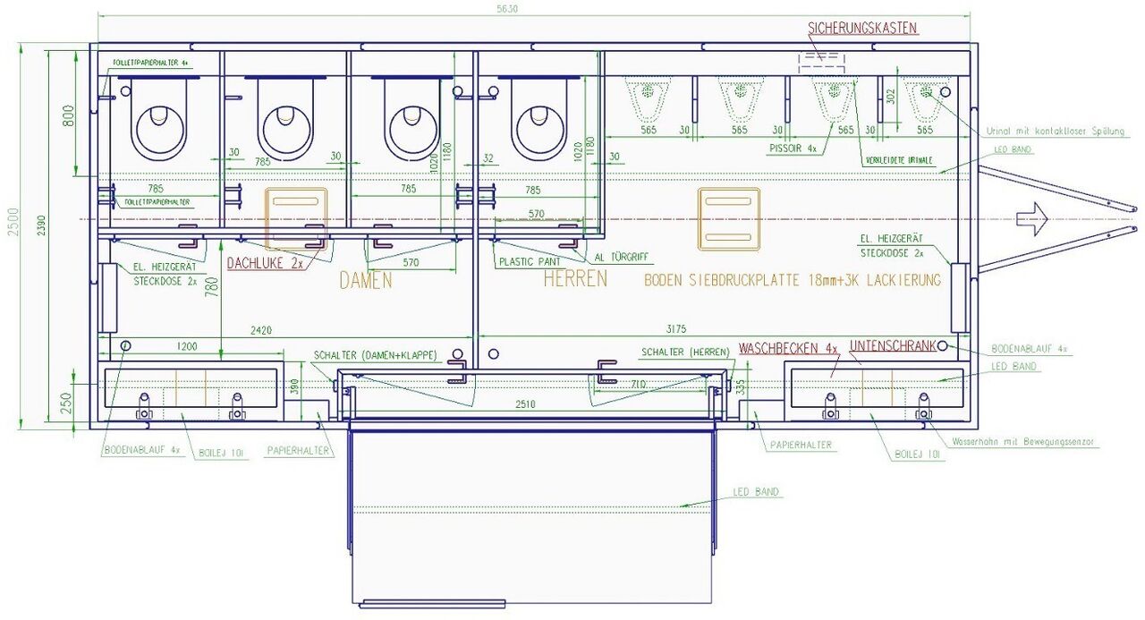Rosemeier VE 3 Damen, 1 Herren, 4 Urinale Toilettenanhänger - Remolque plataforma/ Caja abierta: foto 2 Rosemeier VE 3 Damen, 1 Herren, 4 Urinale Toilettenanhänger - Remolque plataforma/ Caja abierta: foto 2