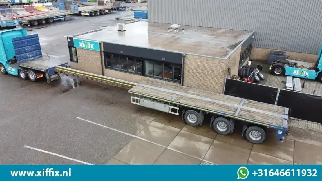 Goldhofer 3-ass. Vlakke uitschuifbare oplegger / 3x gestuurd  - Semirremolque plataforma/ Caja abierta: foto 1 Goldhofer 3-ass. Vlakke uitschuifbare oplegger / 3x gestuurd  - Semirremolque plataforma/ Caja abierta: foto 1