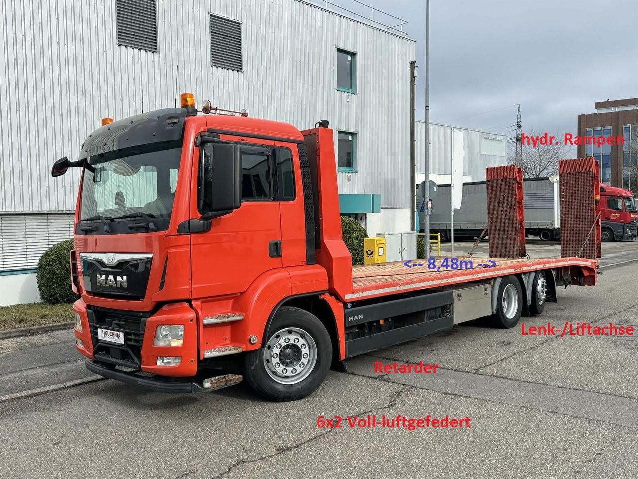 MAN TGS 26.360 6x2-2LL Transporter Bühnen Maschinen - Portavehículos camión: foto 1 MAN TGS 26.360 6x2-2LL Transporter Bühnen Maschinen - Portavehículos camión: foto 1