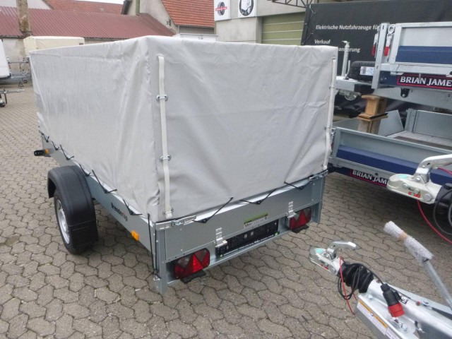 Brenderup Tieflader 2270SUB750 Stahl, 0,75 to. 2700x1300x270mm mit Hochplane 105 cm Lichte Höhe - Remolque de coche: foto 4 Brenderup Tieflader 2270SUB750 Stahl, 0,75 to. 2700x1300x270mm mit Hochplane 105 cm Lichte Höhe - Remolque de coche: foto 4
