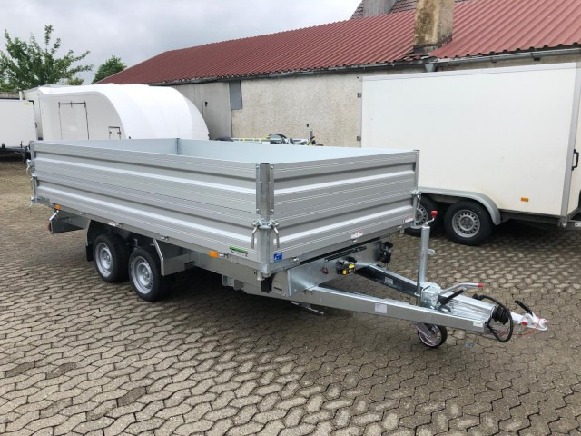 Humbaur 3-Seitenkipper HTK 3500.41 Alu mit BW-Aufsatz, 4100 x 2100 x 350 mm, 3,5 to. - Volquete remolque: foto 1 Humbaur 3-Seitenkipper HTK 3500.41 Alu mit BW-Aufsatz, 4100 x 2100 x 350 mm, 3,5 to. - Volquete remolque: foto 1