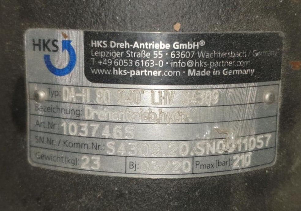 HKS DA--H 80 240º ESK1602481 for Putzmeister SPM 500 roadheader - Motor hidráulico: foto 3 HKS DA--H 80 240º ESK1602481 for Putzmeister SPM 500 roadheader - Motor hidráulico: foto 3