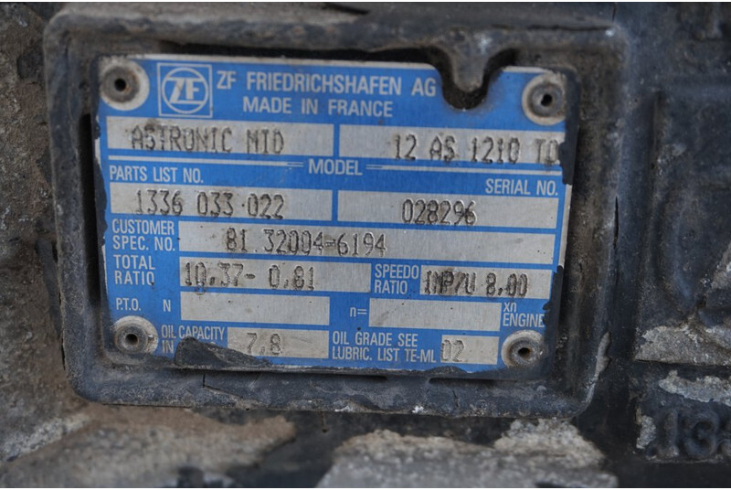 ZF 12AS1210OD TGM 81.32004-6194 - Caja de cambios para Camión: foto 5 ZF 12AS1210OD TGM 81.32004-6194 - Caja de cambios para Camión: foto 5