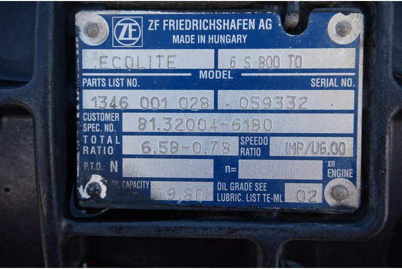 ZF 6S800OD TGL 81.32004-6180 - Caja de cambios para Camión: foto 5 ZF 6S800OD TGL 81.32004-6180 - Caja de cambios para Camión: foto 5