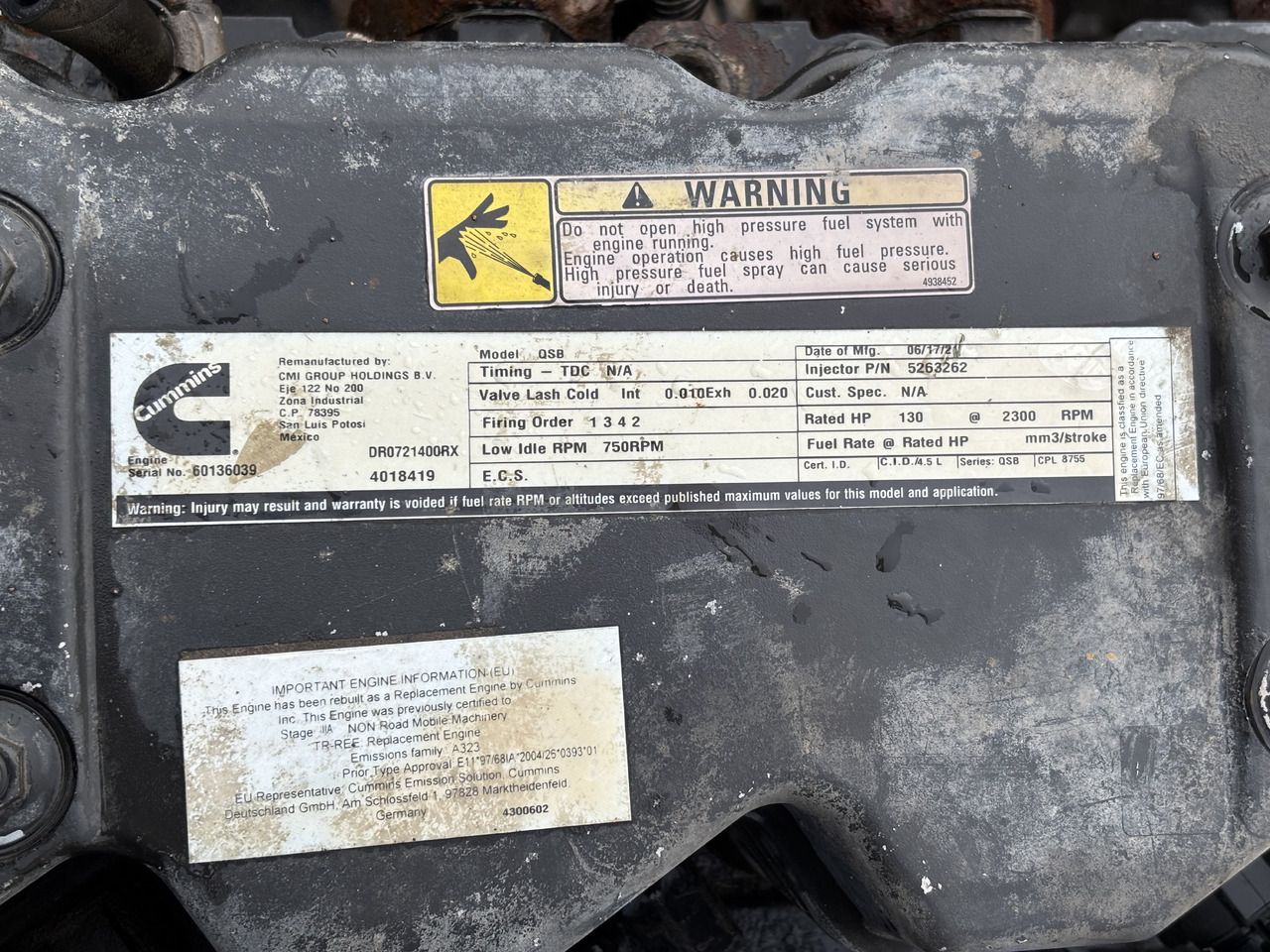 Volante de inercia para Maquinaria agrícola CUMMINS 4.5QSB 4.5 QSB Kompletny Silnik Słupek Blok Głowica Pokrywa Koło Zamachowe Miska Kolektor: foto 9 Volante de inercia para Maquinaria agrícola CUMMINS 4.5QSB 4.5 QSB Kompletny Silnik Słupek Blok Głowica Pokrywa Koło Zamachowe Miska Kolektor: foto 9