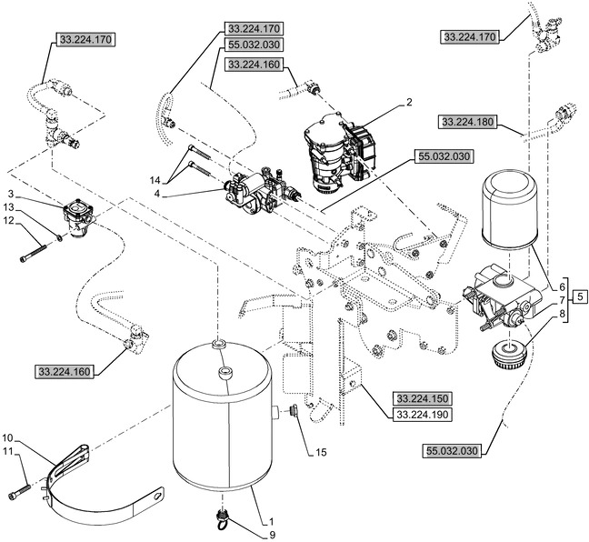 New Holland T6090 T6070 Zbiornik powietrza 84170918 - Piezas de freno para Tractor: foto 1 New Holland T6090 T6070 Zbiornik powietrza 84170918 - Piezas de freno para Tractor: foto 1