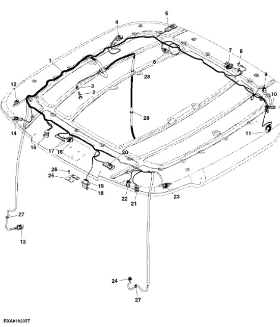 RE583698 John Deere 8345R - Wiązka przewodów dachu - Cables/ Alambres para Tractor: foto 1 RE583698 John Deere 8345R - Wiązka przewodów dachu - Cables/ Alambres para Tractor: foto 1