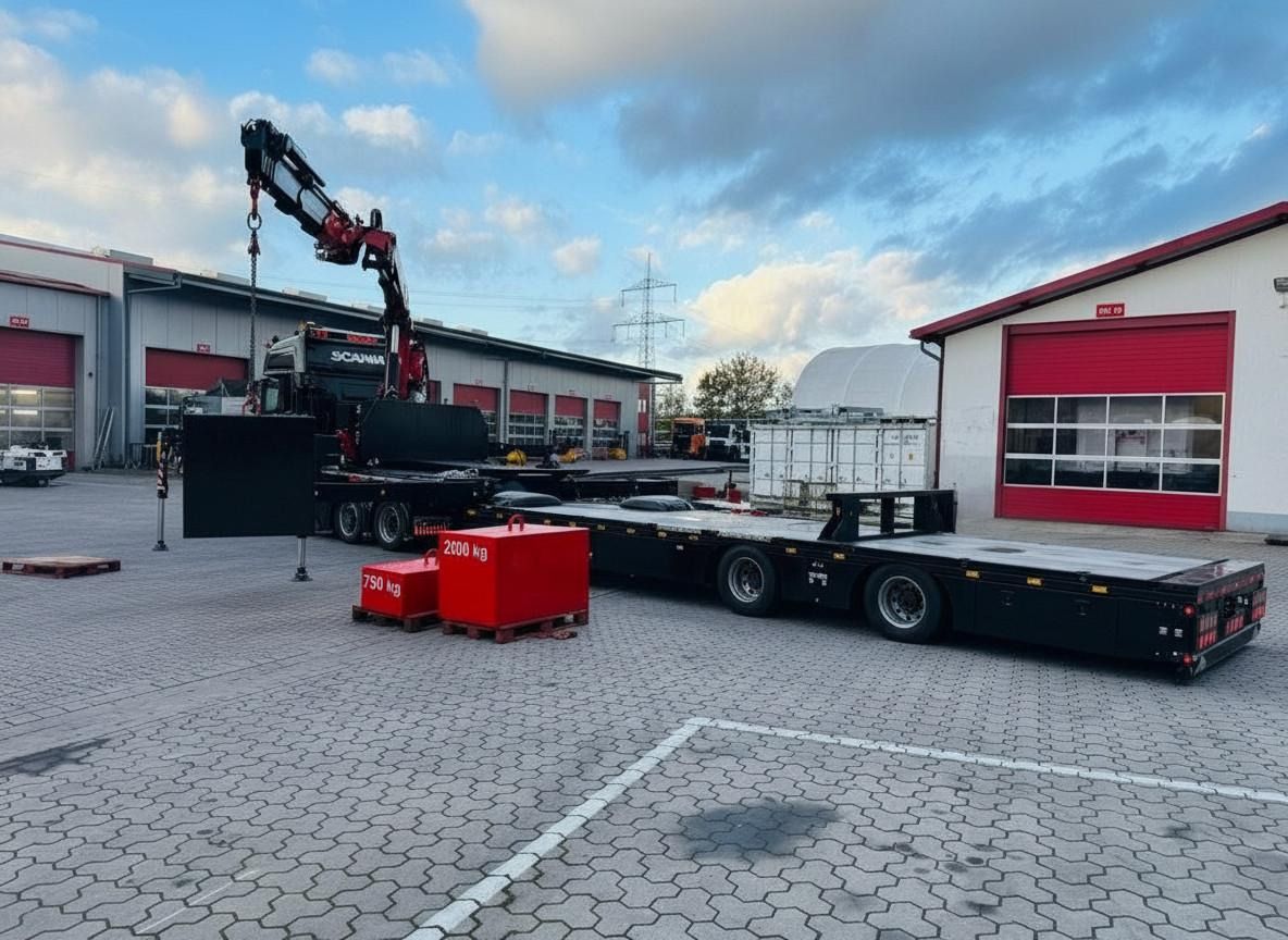 Semirremolque plataforma/ Caja abierta nuevo Wiese Plattformauflieger mit Kran Fassi F545: foto 6