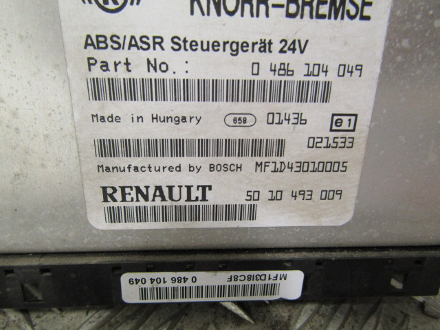 RENAULT MIDLUM DXI ABS / ASR ECU P/NO 50-10 493009 & 486104049 - Unidad de control para Camión: foto 1 RENAULT MIDLUM DXI ABS / ASR ECU P/NO 50-10 493009 & 486104049 - Unidad de control para Camión: foto 1