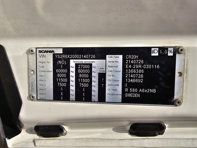 Cabeza tractora Scania R580 / V8 6X2 / RETARDER / FULL AIR: foto 14