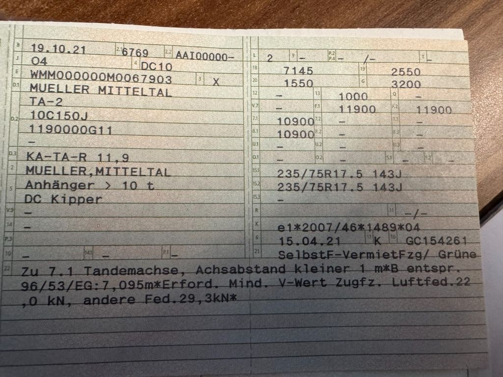 Müller-Mitteltal 2 Achs 3 Seitenkipper 11900 Kg - Volquete remolque: foto 2 Müller-Mitteltal 2 Achs 3 Seitenkipper 11900 Kg - Volquete remolque: foto 2