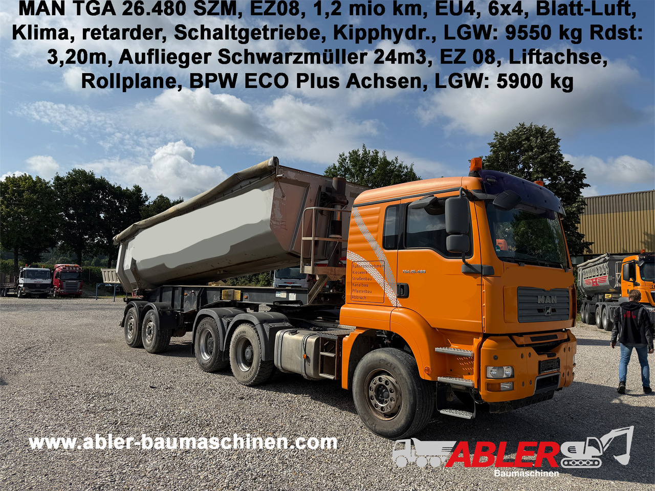 MAN TGA 26.480 6x4 SZM mit Kippauflieger - Volquete camión: foto 1 MAN TGA 26.480 6x4 SZM mit Kippauflieger - Volquete camión: foto 1