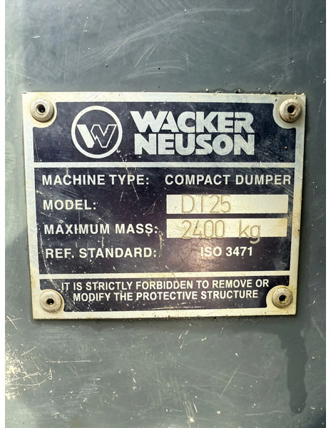 Minidumper WACKER NEUSON DT 25 2850 KG RUPS DUMPER Mini dumper: foto 12 Minidumper WACKER NEUSON DT 25 2850 KG RUPS DUMPER Mini dumper: foto 12