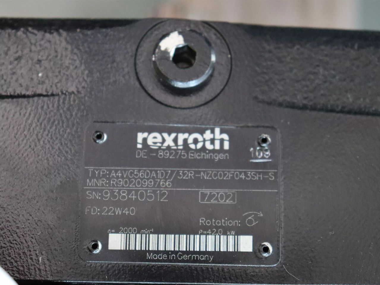 REXROTH A4VG56DA1D7/32R-NZC02F043SH-S - Bomba hidráulica para Maquinaria de construcción: foto 4 REXROTH A4VG56DA1D7/32R-NZC02F043SH-S - Bomba hidráulica para Maquinaria de construcción: foto 4