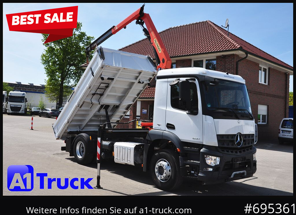 MERCEDES-BENZ Arocs 1830, Kipper + Kran,Palfinger, Funk, - Volquete camión, Camión grúa: foto 1 MERCEDES-BENZ Arocs 1830, Kipper + Kran,Palfinger, Funk, - Volquete camión, Camión grúa: foto 1